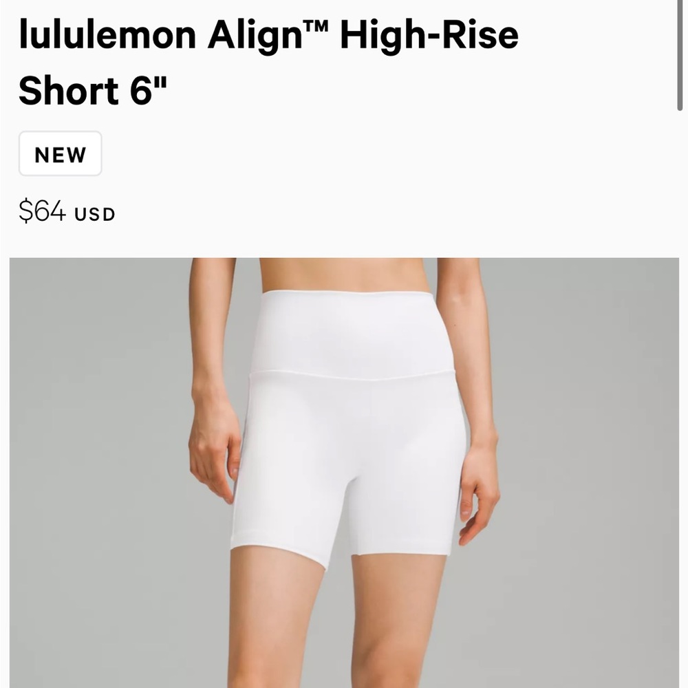 lululemon align short 6” white